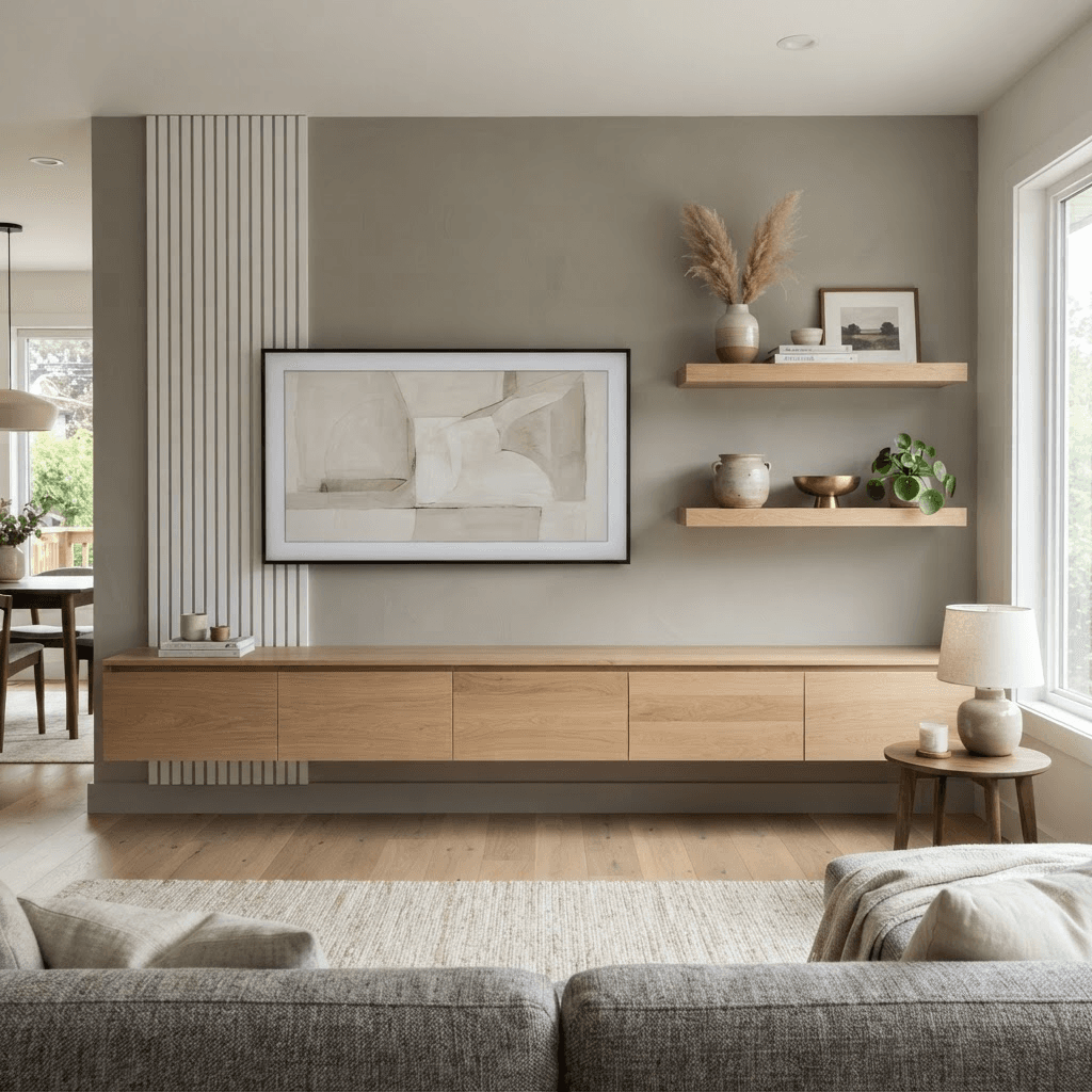 Demo mounted television and shelving project