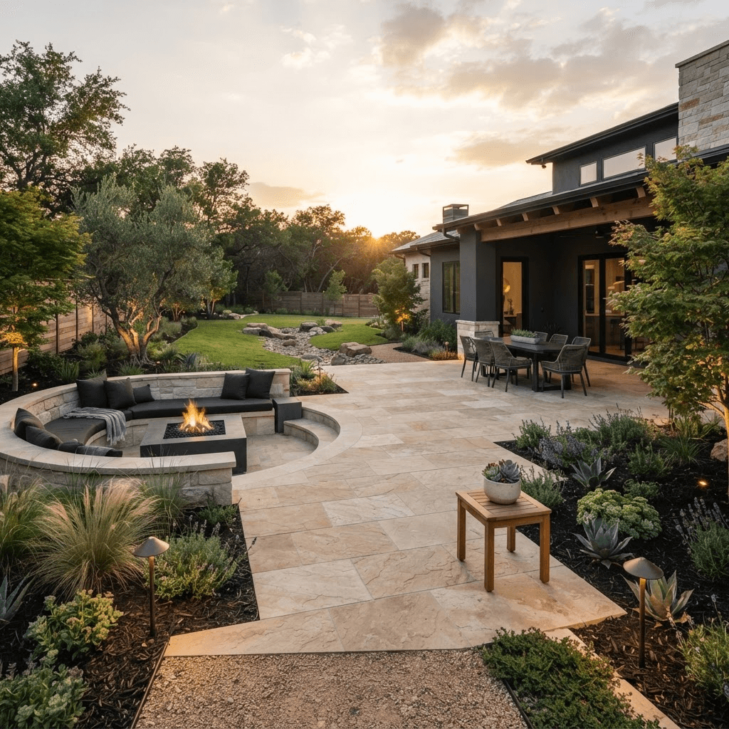 Premium sample landscape project with patio and planting